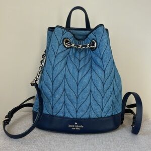 Kate Spade “Briar Lane” quilted denim bucket backpack - EUC